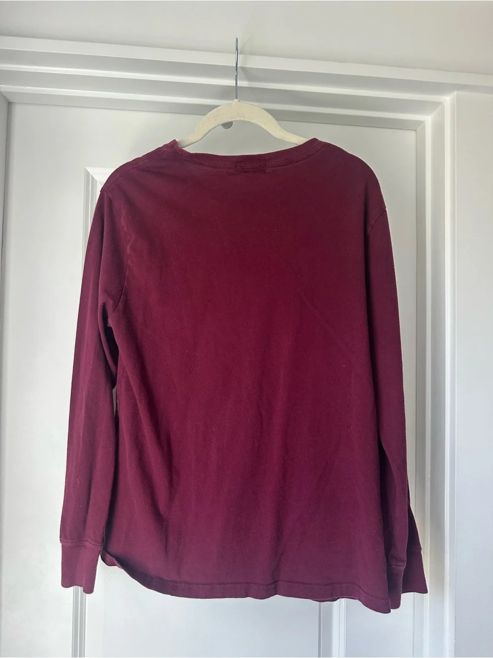 Ralph Lauren Long-Sleeve Crew Tee - Burgundy with Gold Pony